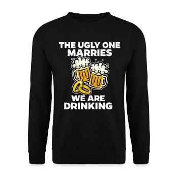 Junggesellenabschied Hochzeit Party Ehe Lustig - Unisex Pullover - Schwarz - Vorne - Alina (178cm) & Michal (187cm)