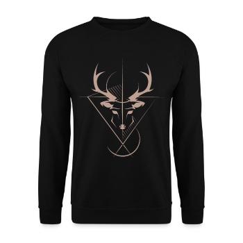 Hirsch Elch Symbol Logo icon Grafik Tiere Geweih - Unisex Pullover - Schwarz - Vorne - Alina (178cm) & Michal (187cm)