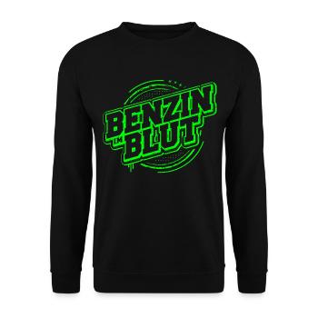 Benzin im Blut - Kfz - Werkstatt - Schrauber - Unisex Pullover - Schwarz - Vorne - Alina (178cm) & Michal (187cm)