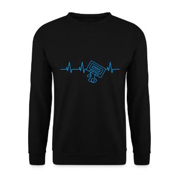 90er Jahre Herzschlag - Unisex Pullover - Schwarz - Vorne - Alina (178cm) & Michal (187cm)