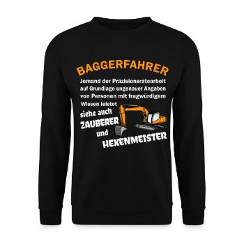 Baggerfahrer Zauberer Hexenmeister - Unisex Pullover - Schwarz - Vorne - Alina (178cm) & Michal (187cm)