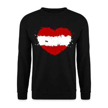 Österreich Herz Flagge Rot Weiß Rot Heimat - Unisex Pullover - Schwarz - Vorne - Alina (178cm) & Michal (187cm)