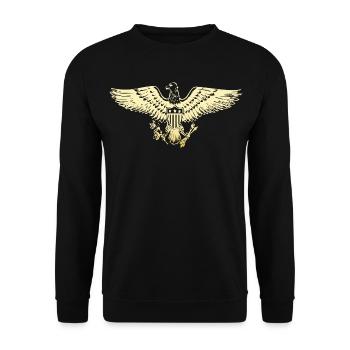 USA Adler Wappen - Unisex Pullover - Schwarz - Vorne - Alina (178cm) & Michal (187cm)