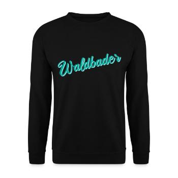 Waldbader Wald Waldbaden Bäume Natur Geschenk - Unisex Pullover - Schwarz - Vorne - Alina (178cm) & Michal (187cm)