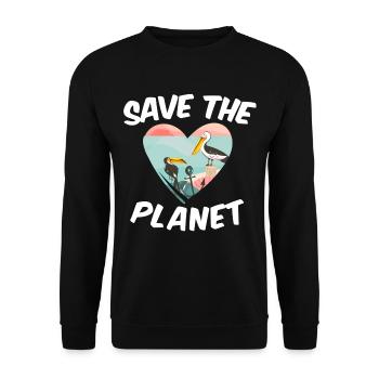 Save The Planet - Sweat-shirt Unisexe - noir - Devant - Alina (178cm) & Michal (187cm)