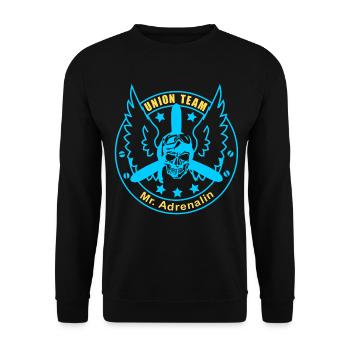 ut mr adrenaline yellow blue - Unisex Sweatshirt - black - Front - Alina (178cm) & Michal (187cm)