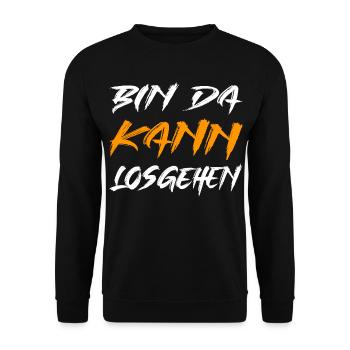 Bin da kann losgehen - Unisex Pullover - Schwarz - Vorne - Alina (178cm) & Michal (187cm)