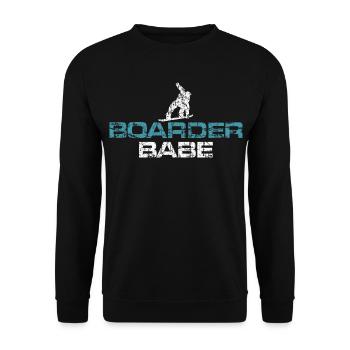 Boarder Babe Vintage White/Blue - Unisex Pullover - Schwarz - Vorne - Alina (178cm) & Michal (187cm)