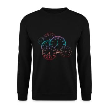 Horloge vintage - Sweat-shirt Unisexe - noir - Devant - Alina (178cm) & Michal (187cm)