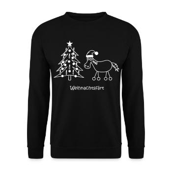 weihnachtsfaert, Weihnachten färt Pferd auf Rädern - Unisex Pullover - Schwarz - Vorne - Alina (178cm) & Michal (187cm)