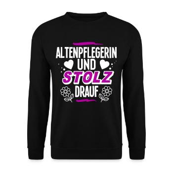 Altenpflegerin - Unisex Pullover - Schwarz - Vorne - Alina (178cm) & Michal (187cm)