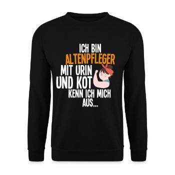 Altenpfleger - Unisex Pullover - Schwarz - Vorne - Alina (178cm) & Michal (187cm)
