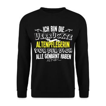 Altenpflegerin - Unisex Pullover - Schwarz - Vorne - Alina (178cm) & Michal (187cm)