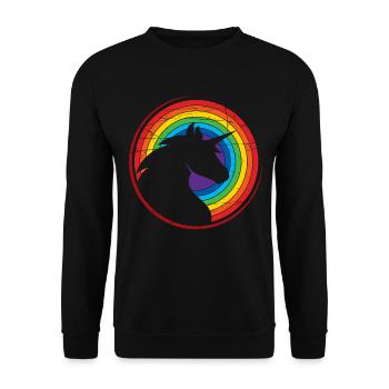 Unicorn Colorful Rainbow Design - Unisex Sweatshirt - black - Front - Alina (178cm) & Michal (187cm)
