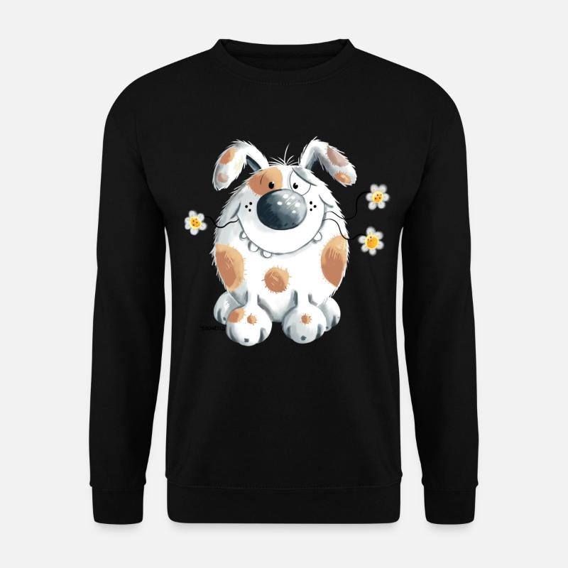Funny dog with flower - Unisex Sweatshirt - black