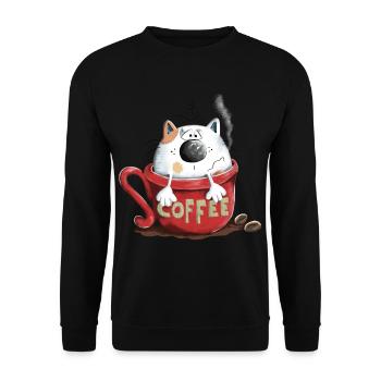 Cat in the coffee - Unisex Sweatshirt - black - Front - Alina (178cm) & Michal (187cm)