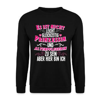 Altenpflegerin - Unisex Pullover - Schwarz - Vorne - Alina (178cm) & Michal (187cm)