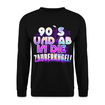 90 s Retro Vintage 1990 - Unisex Pullover - Schwarz - Vorne - Alina (178cm) & Michal (187cm)