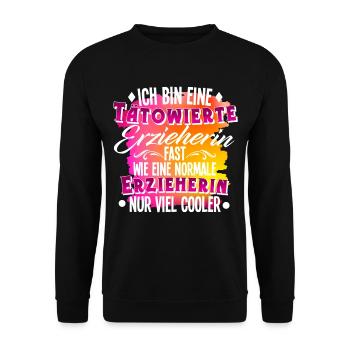 Erzieherin Tätowierung - Unisex Pullover - Schwarz - Vorne - Alina (178cm) & Michal (187cm)