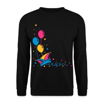 Carnival hat with balloons, streamer and confetti. - Unisex Sweatshirt - black - Front - Alina (178cm) & Michal (187cm)