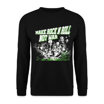 Make Rock´n´Roll Not War 2TONE - Unisex Pullover - Schwarz - Vorne - Alina (178cm) & Michal (187cm)