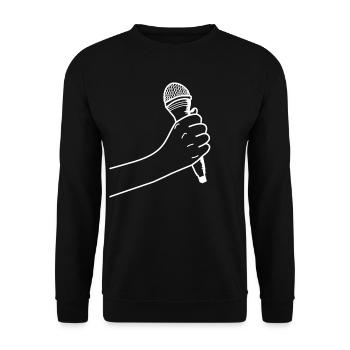 Main avec microphone - Sweat-shirt Unisexe - noir - Devant - Alina (178cm) & Michal (187cm)