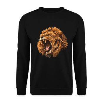 Lion rugissant cadeau - Sweat-shirt Unisexe - noir - Devant - Alina (178cm) & Michal (187cm)