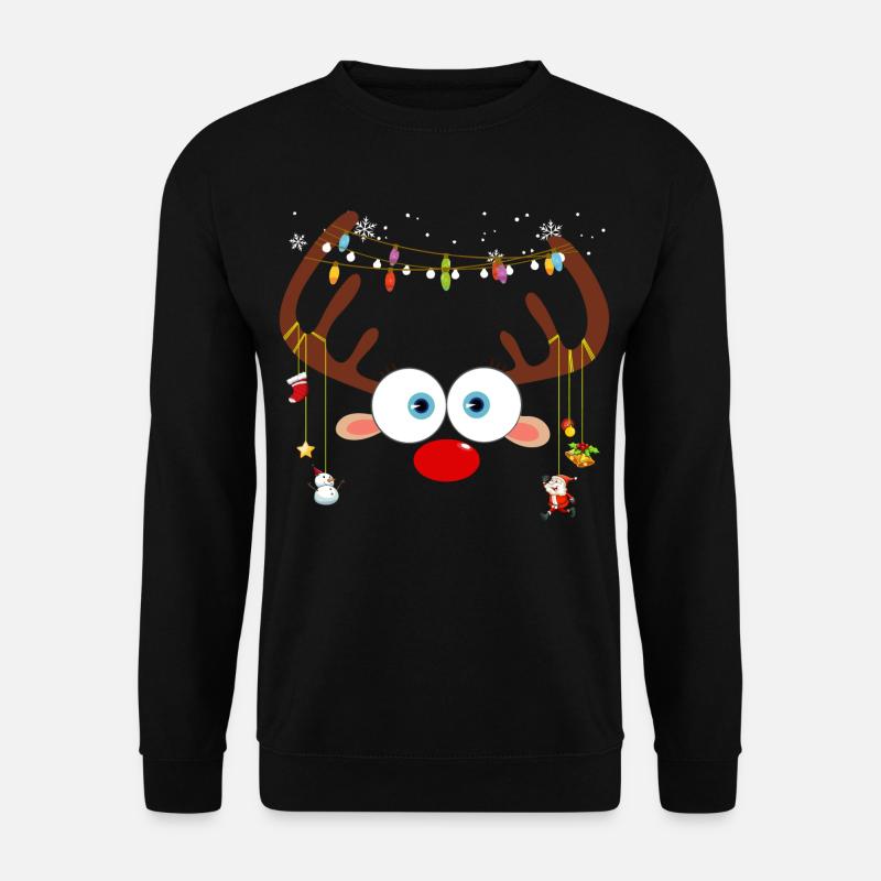 Weihnachtsren-Gesicht - Unisex Pullover - Schwarz