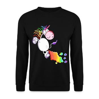 Einhorn lässt es krachen - Unisex Pullover - Schwarz - Vorne - Alina (178cm) & Michal (187cm)