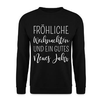 Fröhliche Weihnachten und ein Gutes Neues Jahr - Unisex Pullover - Schwarz - Vorne - Alina (178cm) & Michal (187cm)