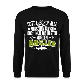 Angler Angeln - Unisex Pullover - Schwarz - Vorne - Alina (178cm) & Michal (187cm)