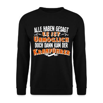 Kranführer - Unisex Pullover - Schwarz - Vorne - Alina (178cm) & Michal (187cm)
