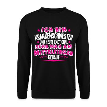 Krankenschwester - Unisex Pullover - Schwarz - Vorne - Alina (178cm) & Michal (187cm)