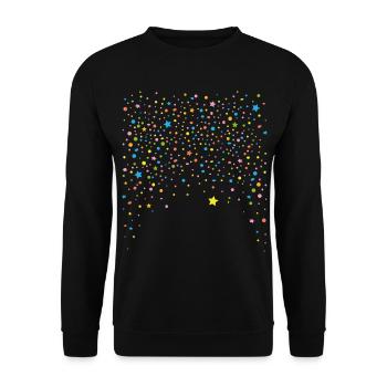 Réveillon du Nouvel An. Confettis avec des étoiles - Sweat-shirt Unisexe - noir - Devant - Alina (178cm) & Michal (187cm)
