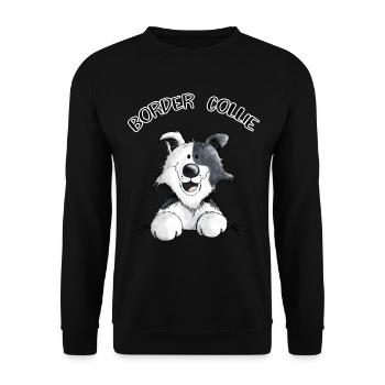 Abenteuerlustiger Border Collie - Unisex Pullover - Schwarz - Vorne - Alina (178cm) & Michal (187cm)