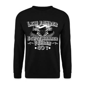Lkw Fahrer - Unisex Pullover - Schwarz - Vorne - Alina (178cm) & Michal (187cm)