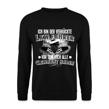 Lkw Fahrer - Unisex Pullover - Schwarz - Vorne - Alina (178cm) & Michal (187cm)