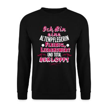 Altenpflegerin - Unisex Pullover - Schwarz - Vorne - Alina (178cm) & Michal (187cm)