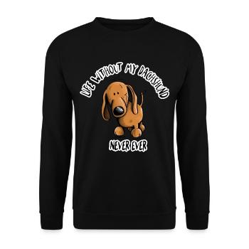 Life Without my Dachshund - Dackel - Unisex Pullover - Schwarz - Vorne - Alina (178cm) & Michal (187cm)