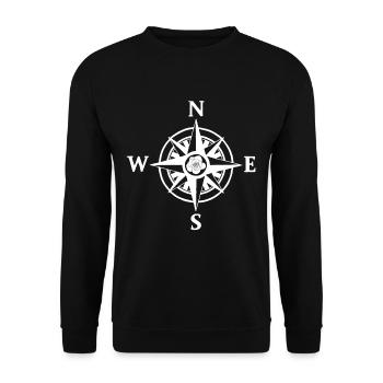 Kompassrose (weiß) - Unisex Pullover - Schwarz - Vorne - Alina (178cm) & Michal (187cm)