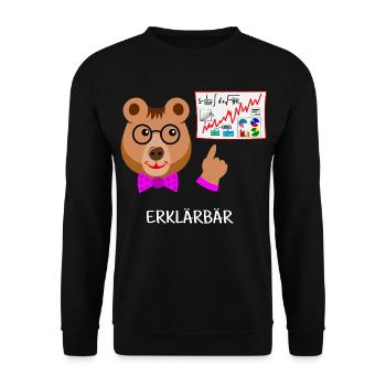 Erklärbär, Lehrer lustiger Bär intelligent, schlau - Unisex Pullover - Schwarz - Vorne - Alina (178cm) & Michal (187cm)
