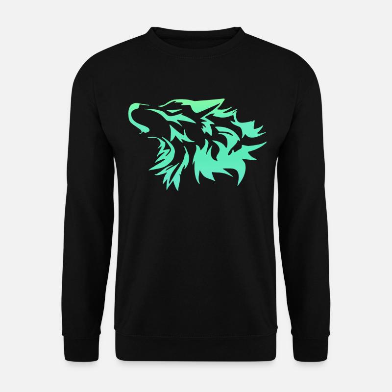 Wolf leuchtend grün - Unisex Pullover - Schwarz