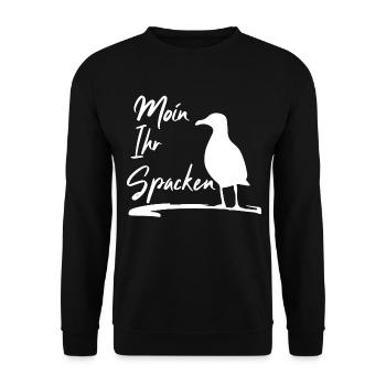 Moin Ihr Spacken - Unisex Pullover - Schwarz - Vorne - Alina (178cm) & Michal (187cm)