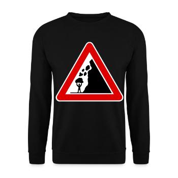 falling rocks, funny road sign bodybuilding - Unisex Sweatshirt - black - Front - Alina (178cm) & Michal (187cm)