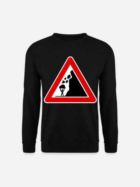 steinschlag, lustiges Verkehrszeichen Bodybuilding - Unisex Pullover - Schwarz