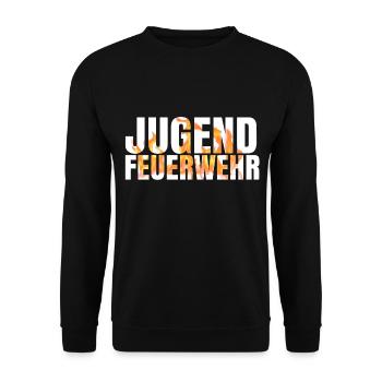 Jugendfeuerwehr feuer - Unisex Pullover - Schwarz - Vorne - Alina (178cm) & Michal (187cm)