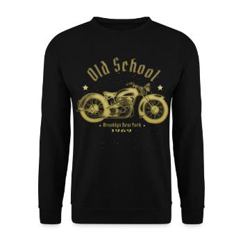 Vieux motard de la vieille école 1969 - Sweat-shirt Unisexe - noir - Devant - Alina (178cm) & Michal (187cm)