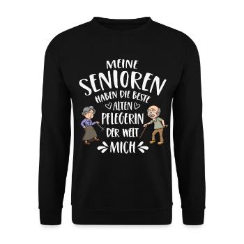 Beste Altenpflegerin der Welt - Unisex Pullover - Schwarz - Vorne - Alina (178cm) & Michal (187cm)