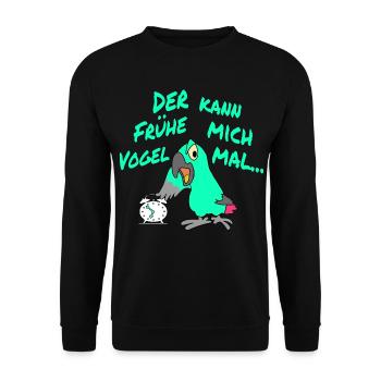 Der Frühe Vogel kann mich mal !!! - Unisex Pullover - Schwarz - Vorne - Alina (178cm) & Michal (187cm)
