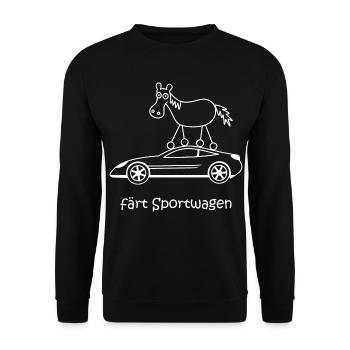 färt Sportwagen, fährt schnell, Raser, Pferd Auto - Unisex Pullover - Schwarz - Vorne - Alina (178cm) & Michal (187cm)